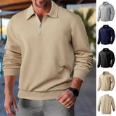 Lapel Jacquard Half-zipper Sweatshirt Fashion Solid Color Long-sleeved Tops For Men